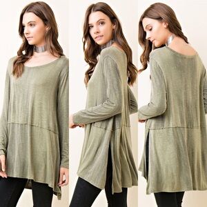 NWT High/Low Slubstone Olive Tunic